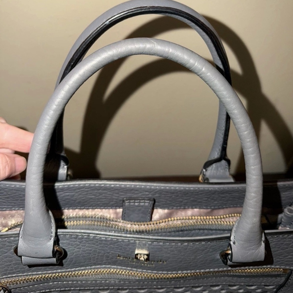 Kate Spade Charcoal Gray Romy Perri Lane Leather Perforated Satchel Crossbody - Picture 13 of 13